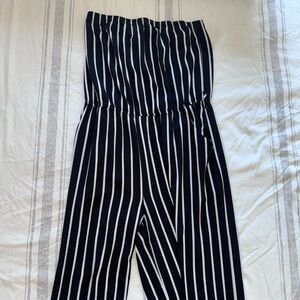 Ambiance Black and White Striped Jumpsuit